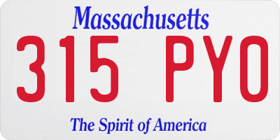 MA license plate 315PY0