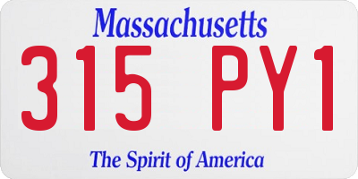MA license plate 315PY1