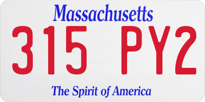 MA license plate 315PY2