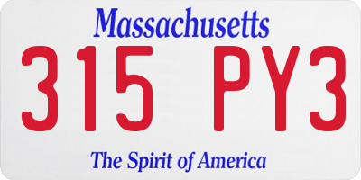 MA license plate 315PY3