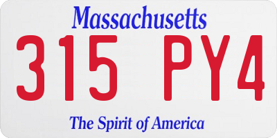 MA license plate 315PY4