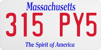MA license plate 315PY5