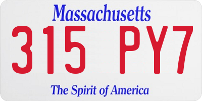 MA license plate 315PY7