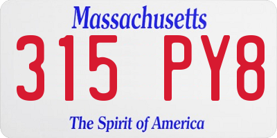 MA license plate 315PY8