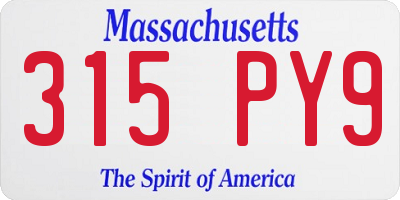 MA license plate 315PY9