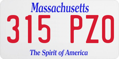 MA license plate 315PZ0