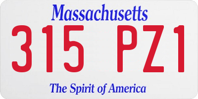 MA license plate 315PZ1