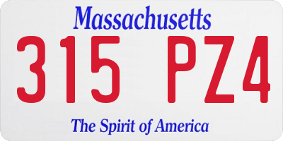 MA license plate 315PZ4