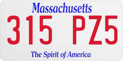 MA license plate 315PZ5
