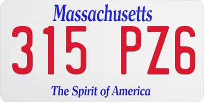 MA license plate 315PZ6