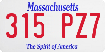 MA license plate 315PZ7