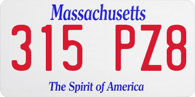 MA license plate 315PZ8
