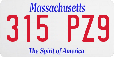 MA license plate 315PZ9