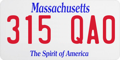 MA license plate 315QA0