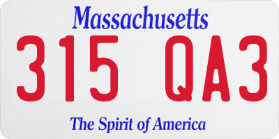 MA license plate 315QA3