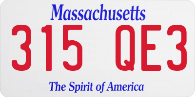 MA license plate 315QE3