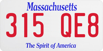 MA license plate 315QE8