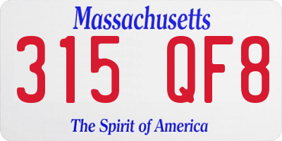 MA license plate 315QF8