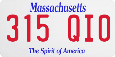 MA license plate 315QI0