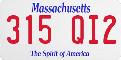 MA license plate 315QI2