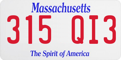 MA license plate 315QI3