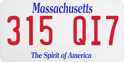 MA license plate 315QI7
