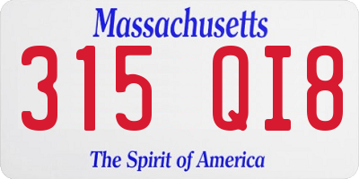 MA license plate 315QI8