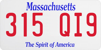 MA license plate 315QI9
