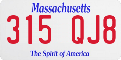 MA license plate 315QJ8