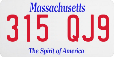 MA license plate 315QJ9