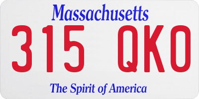MA license plate 315QK0