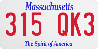 MA license plate 315QK3