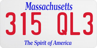 MA license plate 315QL3