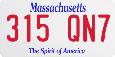 MA license plate 315QN7