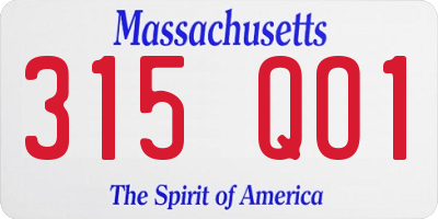 MA license plate 315QO1
