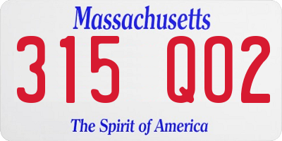 MA license plate 315QO2