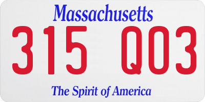 MA license plate 315QO3