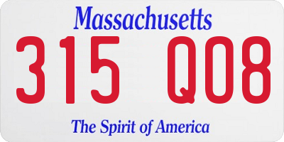 MA license plate 315QO8