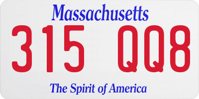 MA license plate 315QQ8