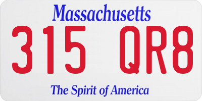 MA license plate 315QR8