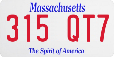 MA license plate 315QT7