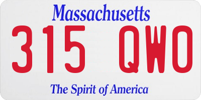 MA license plate 315QW0