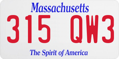 MA license plate 315QW3