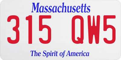MA license plate 315QW5