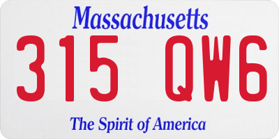MA license plate 315QW6