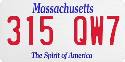 MA license plate 315QW7