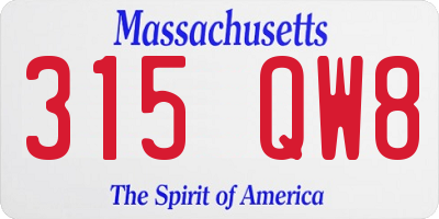 MA license plate 315QW8