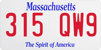 MA license plate 315QW9