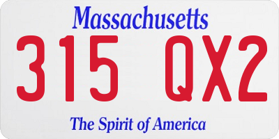 MA license plate 315QX2