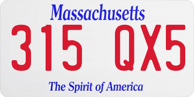 MA license plate 315QX5
